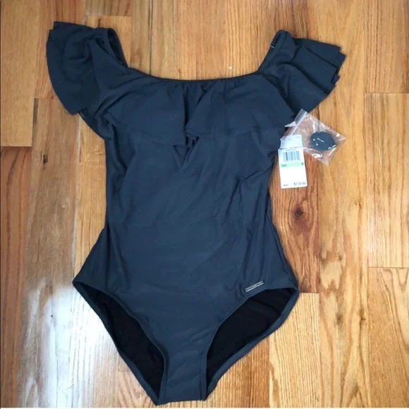 NWT Michael Kors One Piece Gray Bathing Suit Size 8 - Picture 2 of 3